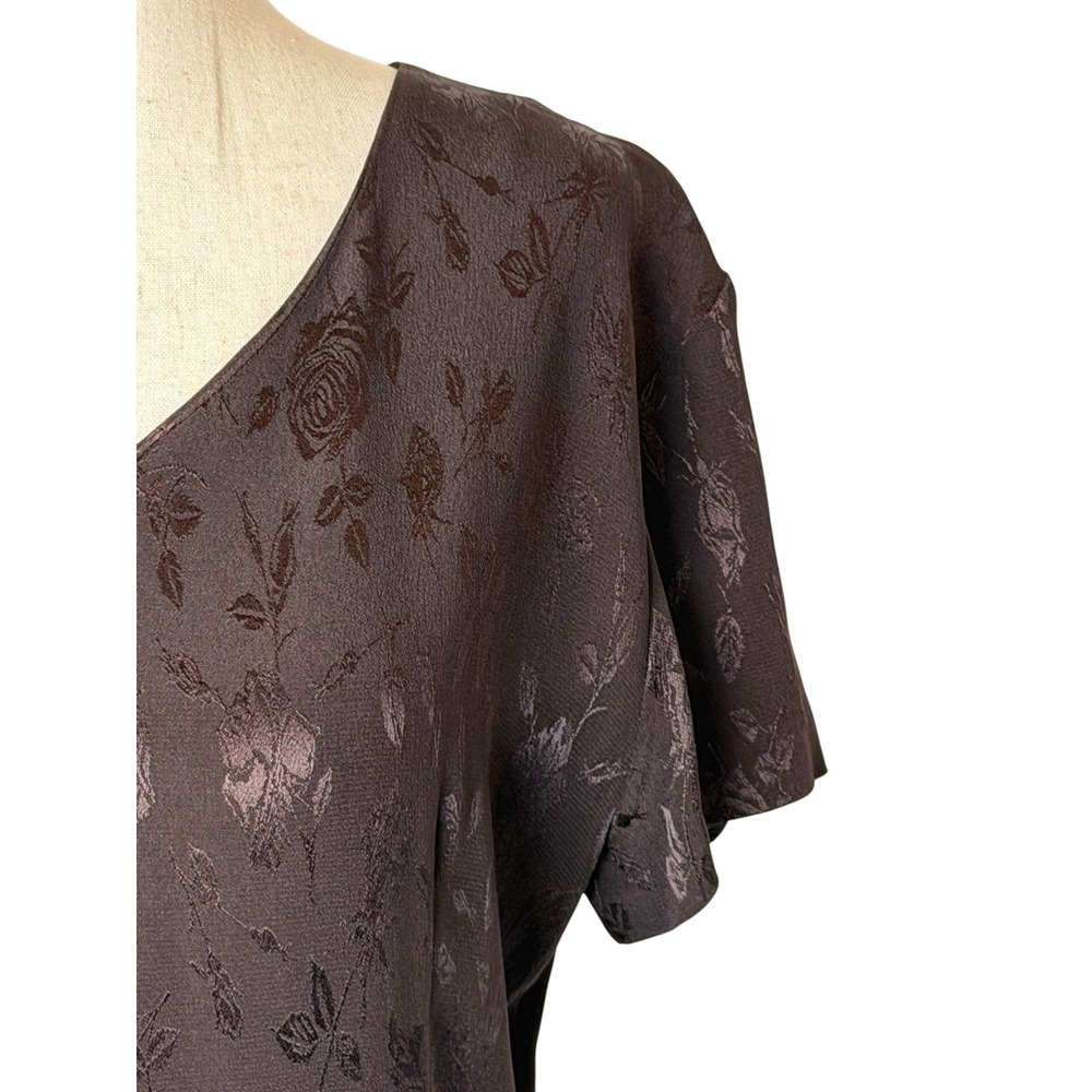 Laura Ashley Vintage 90s Dress Women 8 Brown Floral Jacquard Maxi Cottagecore - Picture 6 of 11